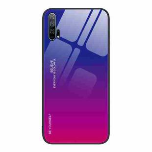 For Honor 20 Pro Gradient Color Glass Phone Case(Purple Red)