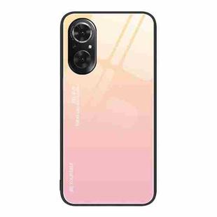 For Honor 50 SE Gradient Color Glass Phone Case(Yellow Pink)