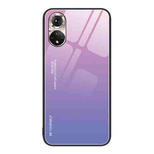 For Honor 50 Gradient Color Glass Phone Case(Pink Purple)