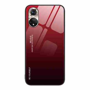 For Honor 50 Gradient Color Glass Phone Case(Red Black)