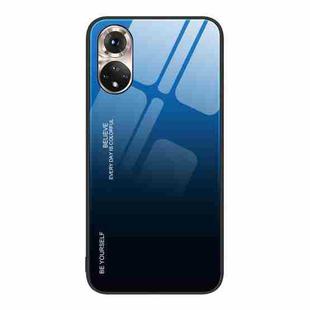 For Honor 50 Gradient Color Glass Phone Case(Blue Black)