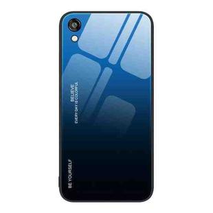For Honor Play 3e Gradient Color Glass Phone Case(Blue Black)