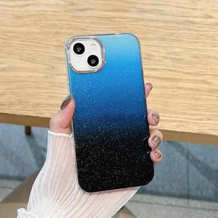 For iPhone 12 mini Glitter Gradient TPU Phone Case (Black Light Blue)