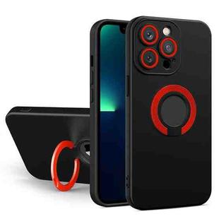 For iPhone 13 Pro Contrast Color TPU Holder Phone Case (Black+Red)