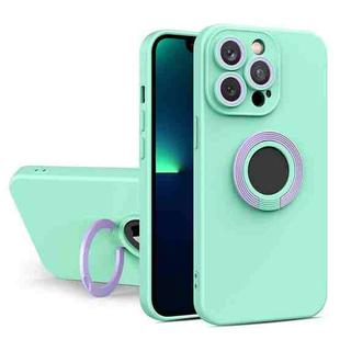 For iPhone 13 Pro Contrast Color TPU Holder Phone Case (Light Green)