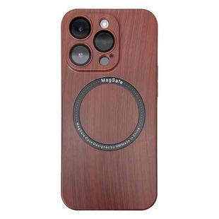 For iPhone 14 Pro Skin Feel Wood Texture MagSafe Magnetic Phone Case(Red)