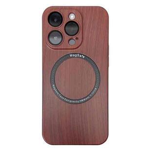 For iPhone 13 Pro Skin Feel Wood Texture MagSafe Magnetic Phone Case (Red)