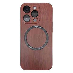 For iPhone 12 Pro Skin Feel Wood Texture MagSafe Magnetic Phone Case(Red)