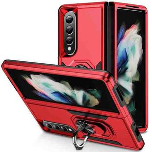 For Samsung Galaxy Z Fold4 PC + TPU Shockproof All Inclusive Phone Case with Holder(Red+Black)