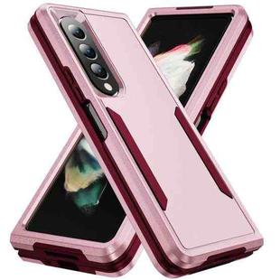 For Samsung Galaxy Z Fold4 PC + TPU Shockproof All Inclusive Phone Case (Pink+Rose Red)