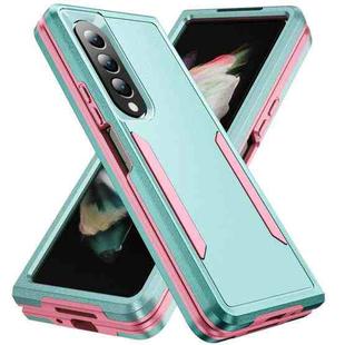 For Samsung Galaxy Z Fold4 PC + TPU Shockproof All Inclusive Phone Case (Green+Pink)