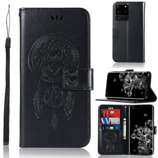 For Galaxy S20 Ultra Wind Chime Owl Embossing Pattern Horizontal Flip Leather Case with Holder & Card Slots & Wallet(Black)
