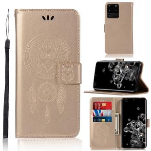 For Galaxy S20 Ultra Wind Chime Owl Embossing Pattern Horizontal Flip Leather Case with Holder & Card Slots & Wallet(Gold)