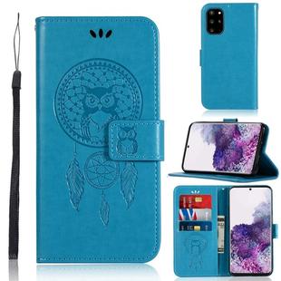 For Galaxy S20+ Wind Chime Owl Embossing Pattern Horizontal Flip Leather Case with Holder & Card Slots & Wallet(Blue)