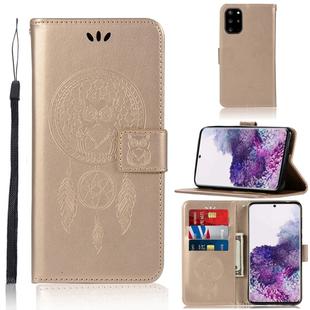 For Galaxy S20+ Wind Chime Owl Embossing Pattern Horizontal Flip Leather Case with Holder & Card Slots & Wallet(Gold)