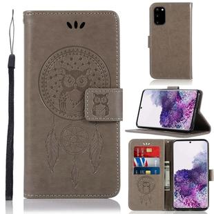 For Galaxy S20 Wind Chime Owl Embossing Pattern Horizontal Flip Leather Case with Holder & Card Slots & Wallet(Grey)