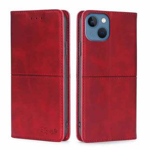 For iPhone 14 Plus Cow Texture Magnetic Leather Phone Case (Red)