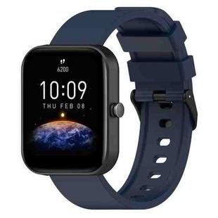 For Amazfit Bip 3 20mm Step Silicone Strap Stainless Steel Black Buckle(Midnight Blue)