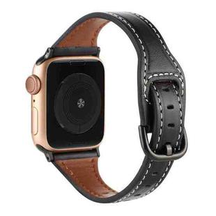 T-shaped Genuine Leather Starry Sky Watch Band For Apple Watch Ultra 49mm / Series 8&7 45mm / SE 2&6&SE&5&4 44mm / 3&2&1 42mm(Black and Black Buckle)