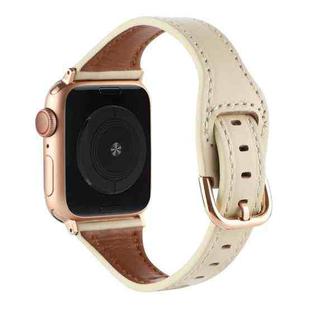 T-shaped Genuine Leather Starry Sky Watch Band For Apple Watch Series 9&8&7 41mm / SE 3&SE 2&6&SE&5&4 40mm / 3&2&1 38mm(Khaki)