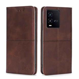 For vivo iQOO 10 Cow Texture Magnetic Leather Phone Case(Dark Brown)