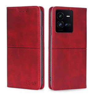 For vivo iQOO 10 Pro 5G Cow Texture Magnetic Leather Phone Case(Red)