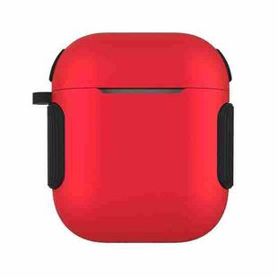 2 in 1 Matte Texture Contrast Color PC + TPU Earphone Case For AirPods 2 / 1(Red)