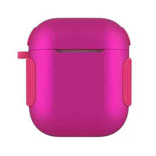 2 in 1 Matte Texture Contrast Color PC + TPU Earphone Case For AirPods 2 / 1(Fuchsia)