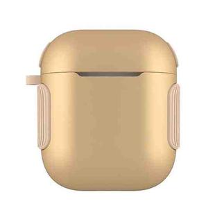 2 in 1 Matte Texture Contrast Color PC + TPU Earphone Case For AirPods 2 / 1(Gold)