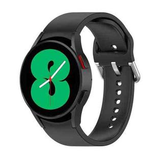 For Samsung Galaxy Watch 5 44mm Official Silicone Silver Round Buckle Watch Band(Black)