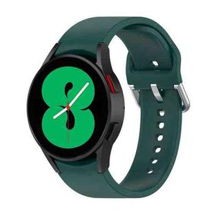 For Samsung Galaxy Watch 5 44mm Official Silicone Silver Round Buckle Watch Band(Dark Green)