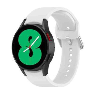 For Samsung Galaxy Watch 5 44mm Official Silicone Silver Round Buckle Watch Band(White)