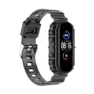 For Xiaomi Mi Band 5/6/7 Universal TPU Integrated Watch Band(Transparent Black)