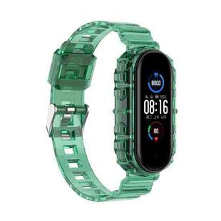 For Xiaomi Mi Band 5/6/7 Universal TPU Integrated Watch Band(Transparent Green)