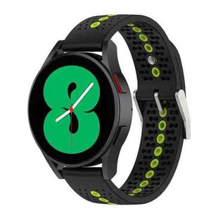 For Samsung Galaxy Watch 5 40mm 20mm Colorful Hole Silicone Watch Band(Black Lime)