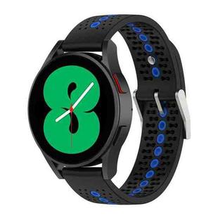 For Samsung Galaxy Watch 5 44mm 20mm Colorful Hole Silicone Watch Band(Black Blue)