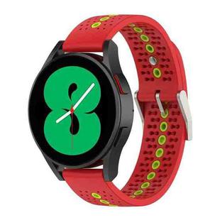 For Samsung Galaxy Watch 5 Pro 45mm 20mm Colorful Hole Silicone Watch Band(Red Green)