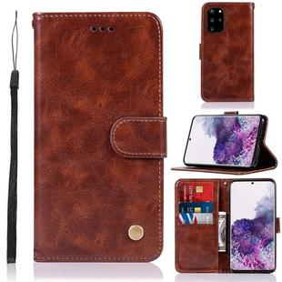 For Galaxy S20+ Retro Copper Button Crazy Horse Horizontal Flip PU Leather Case with Holder & Card Slots & Wallet & Lanyard(Brown)