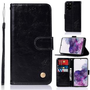 For Galaxy S20+ Retro Copper Button Crazy Horse Horizontal Flip PU Leather Case with Holder & Card Slots & Wallet & Lanyard(Black)