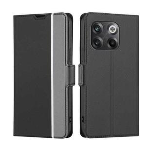 For OnePlus 10T Twill Texture Side Button Leather Phone Case(Black)