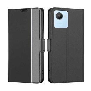 For Realme C30 4G/Narzo 50i Prime Twill Texture Side Button Leather Phone Case(Black)