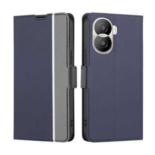 For Honor X40i Twill Texture Side Button Leather Phone Case(Blue)