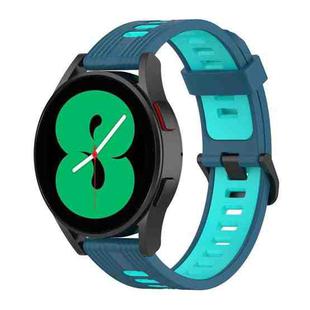 For Samsung Galaxy Watch 5 40mm 20mm Two-color Stripe Silicone Watch Band(Teal+Blue)