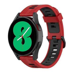 For Samsung Galaxy Watch 5 40mm 20mm Two-color Stripe Silicone Watch Band(Red Black)