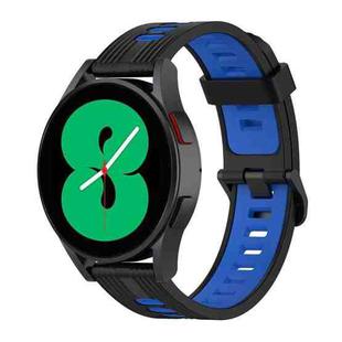 For Samsung Galaxy Watch 5 40mm 20mm Two-color Stripe Silicone Watch Band(Black Blue)