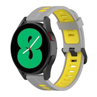 For Samsung Galaxy Watch 5 44mm 20mm Two-color Stripe Silicone Watch Band(Grey Yellow)
