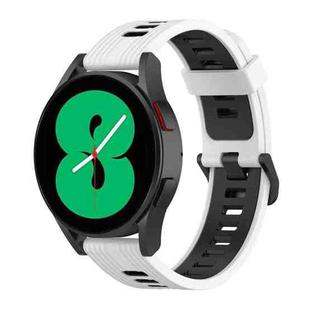 For Samsung Galaxy Watch 5 44mm 20mm Two-color Stripe Silicone Watch Band(White Black)