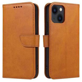 For iPhone 14 Calf Texture Buckle Flip Leather Phone Case (Khaki)