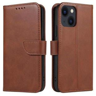 For iPhone 14 Calf Texture Buckle Flip Leather Phone Case (Brown)