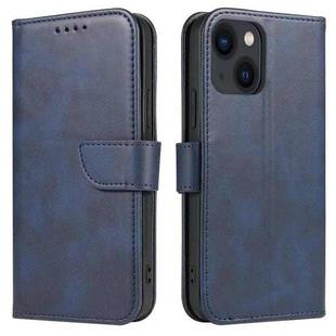 For iPhone 14 Plus Calf Texture Buckle Flip Leather Phone Case (Blue)